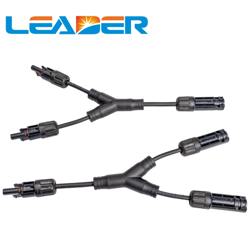 Leader PV Parallel Connector 1500V 2Y MC4 2 to 1 Y-Branch Cable Connector for Solar Panels