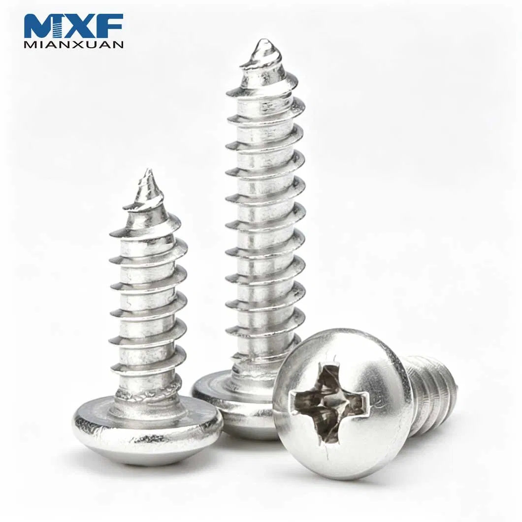 Chinese Factory Price DIN 7981 Stainless Steel Cross Recessed Pan Head Self-Tapping Screw M3 M4