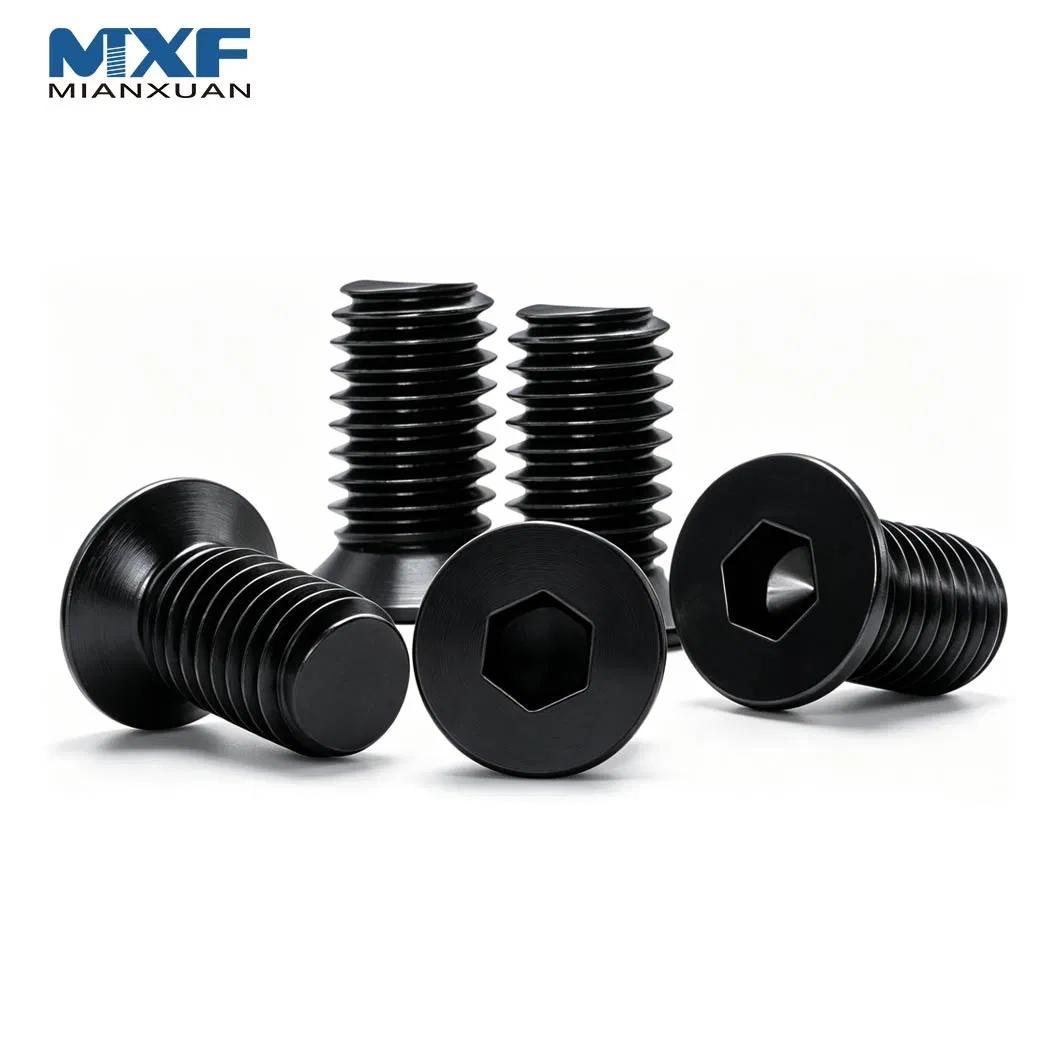 Vis à tête fraisée hexagonale en acier au carbone à oxydation noire de grade 10.9 haute précision M2 M3 M4 M5 M8