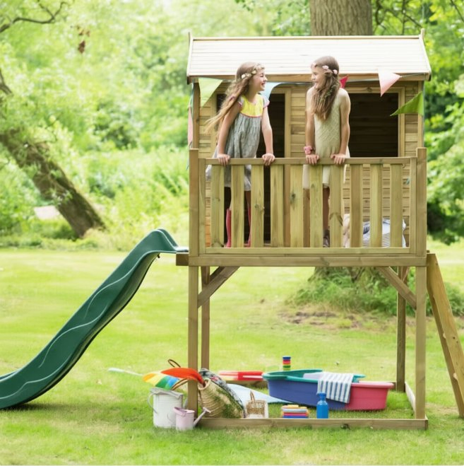 Children Wooden Outdoor Playground Climbing Frame Slide Kids Swing Set