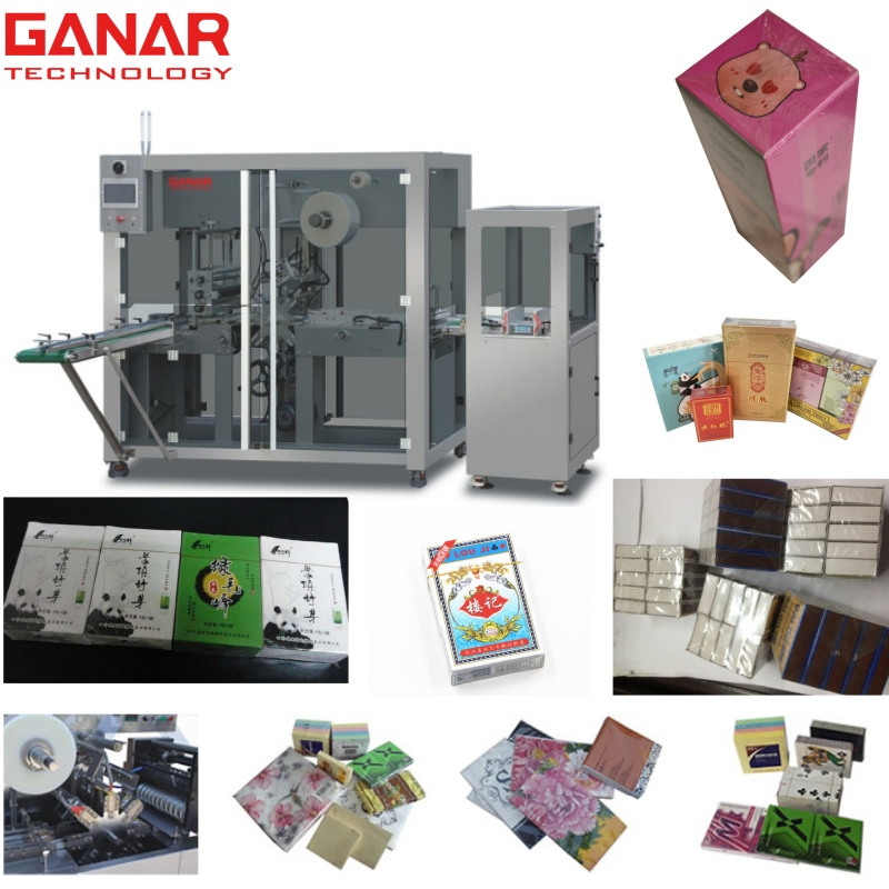 Máquina automática de envoltura con film BOPP y celofán para cajas de visualización
