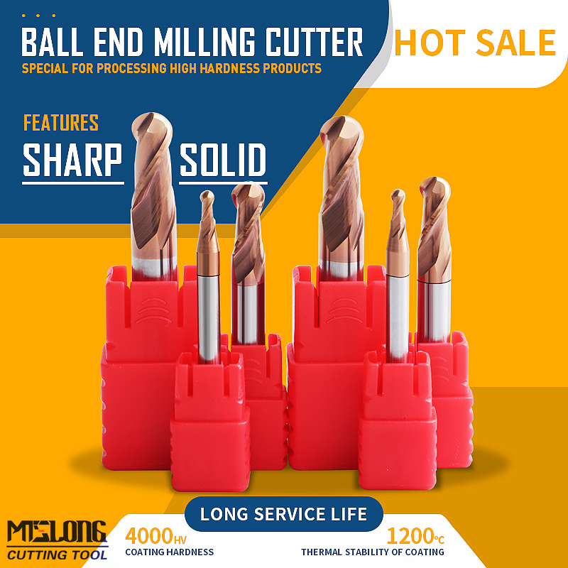 55HRC Solid Carbide Ball Nose End Mill Bits for steel CNC Machine Tools