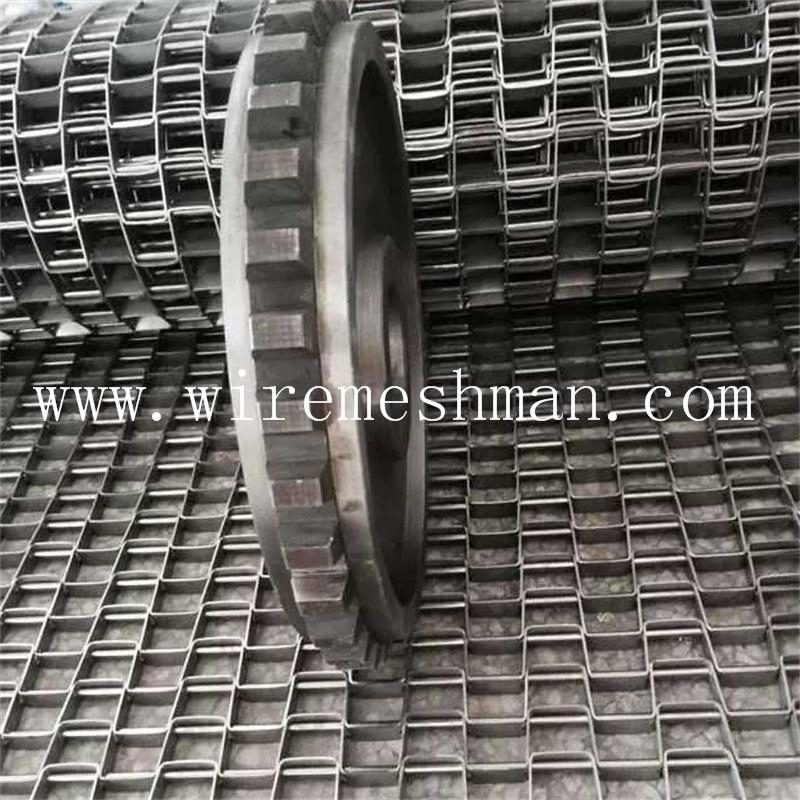AISI304 Stainless Steel Flat Wire Conveyor Belt for Metal Parts Conveying