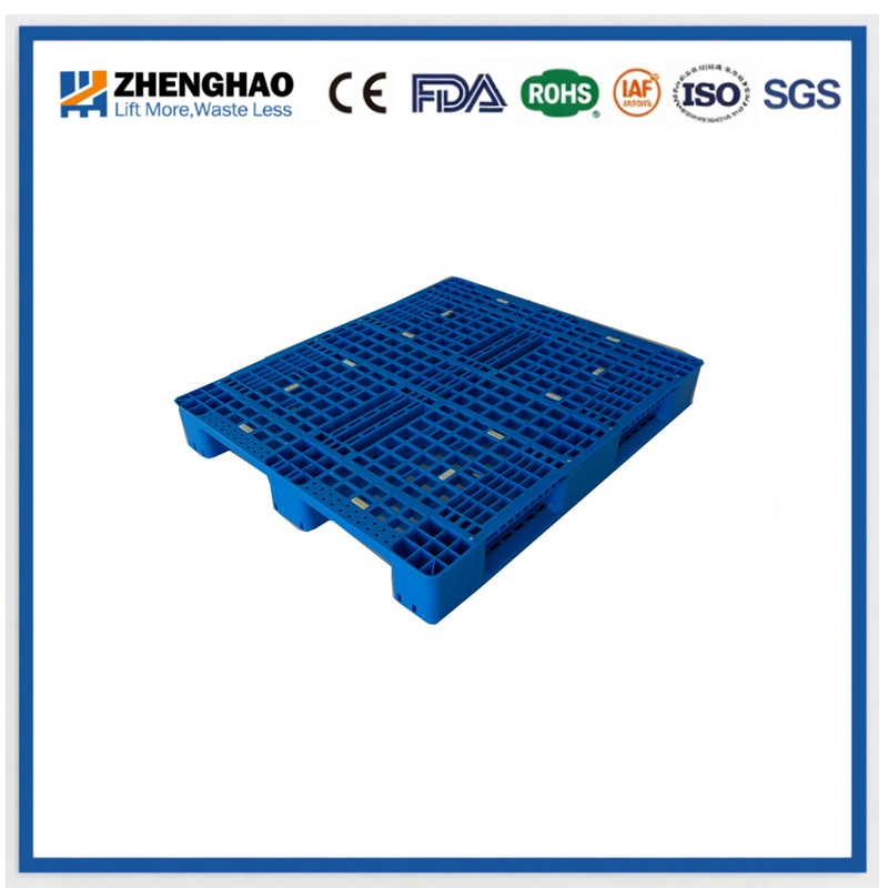 1200X1000X150mm Three-Runner Grid Deck Plastic Pallet Reinforced with Steel Pipes for Warehouse Racking