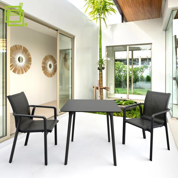 Modern Square Powder Coated All-Weather Garden Dining Table
