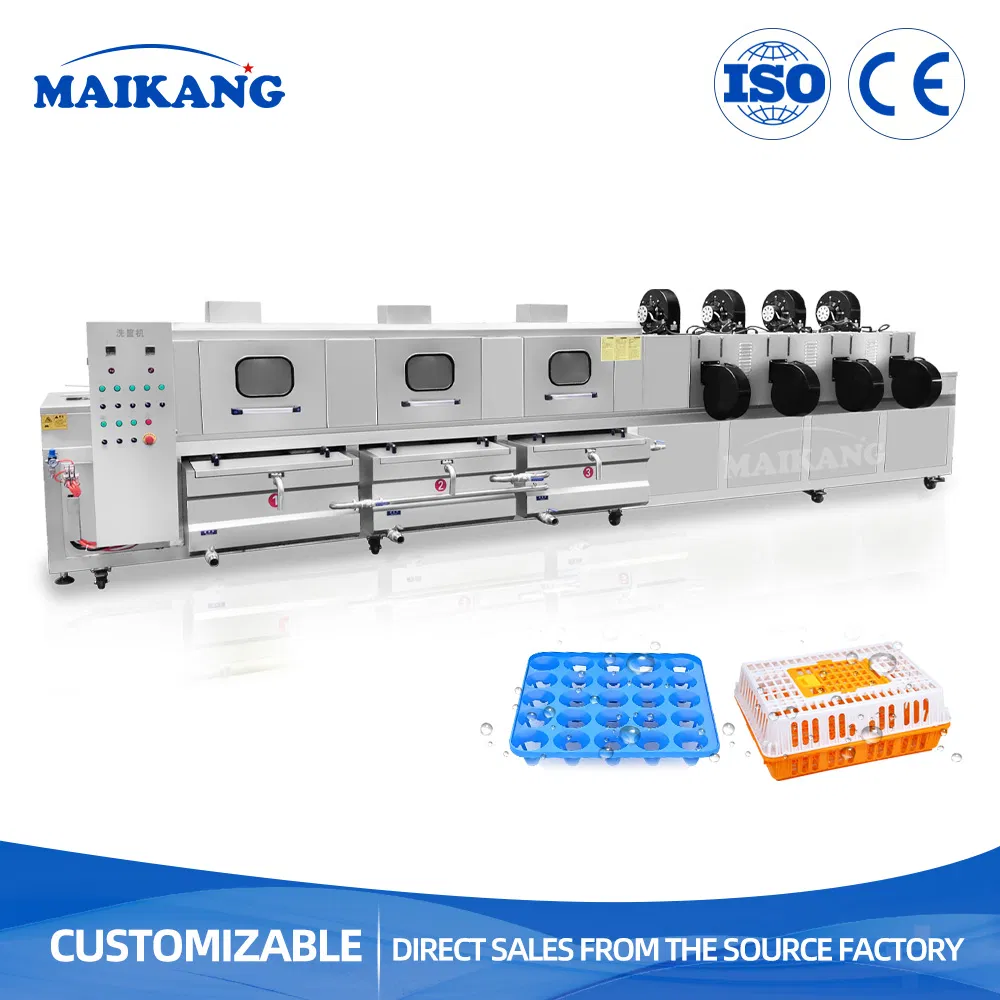 Machine de nettoyage de paniers en plastique industriels multifonctionnelle Machine à laver les plateaux à œufs Machine à laver les palettes et les caisses à haute pression