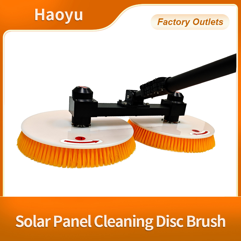 Dual Head Solar Panel Cleaning Brush with Water-Passing Telescopic Rod