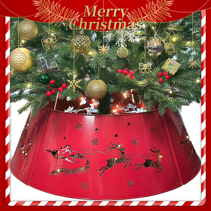 Metal Red Deer Tree Skirt Christmas Tree Collar Christmas Decoration