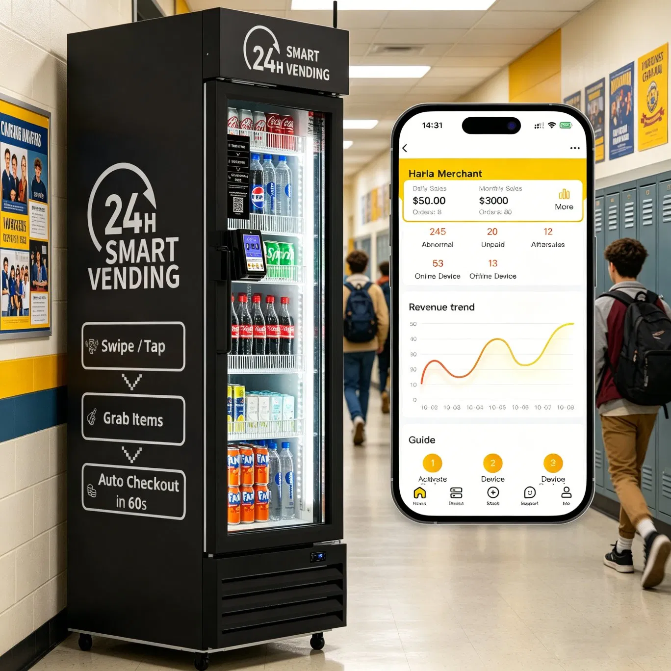 AI Vending Machine Snack Drink Combo SDK Multiple Payment HAHA 360