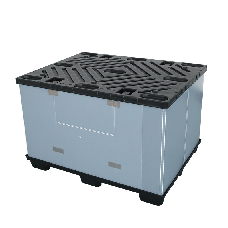 Large Bulk Storage Industry HDPE Solid Walled Rigid Closed Non Vented Hygiene Food Grade Stackable Plastic Pallet Box