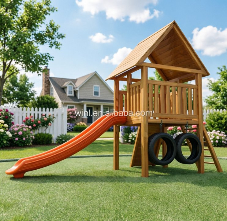 Wooden Swing Set for Children Playground Indoor Outdoor