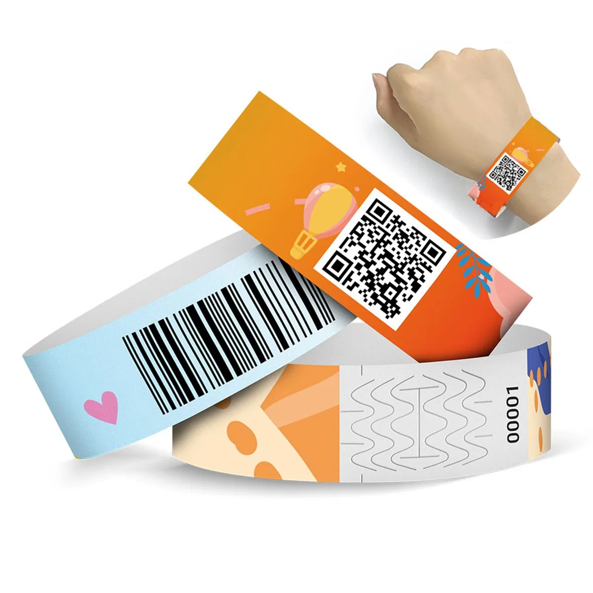 Pulseras de Evento Imprimibles Impermeables Desechables de Papel PP para Identificación en Fiestas con Logo Personalizado