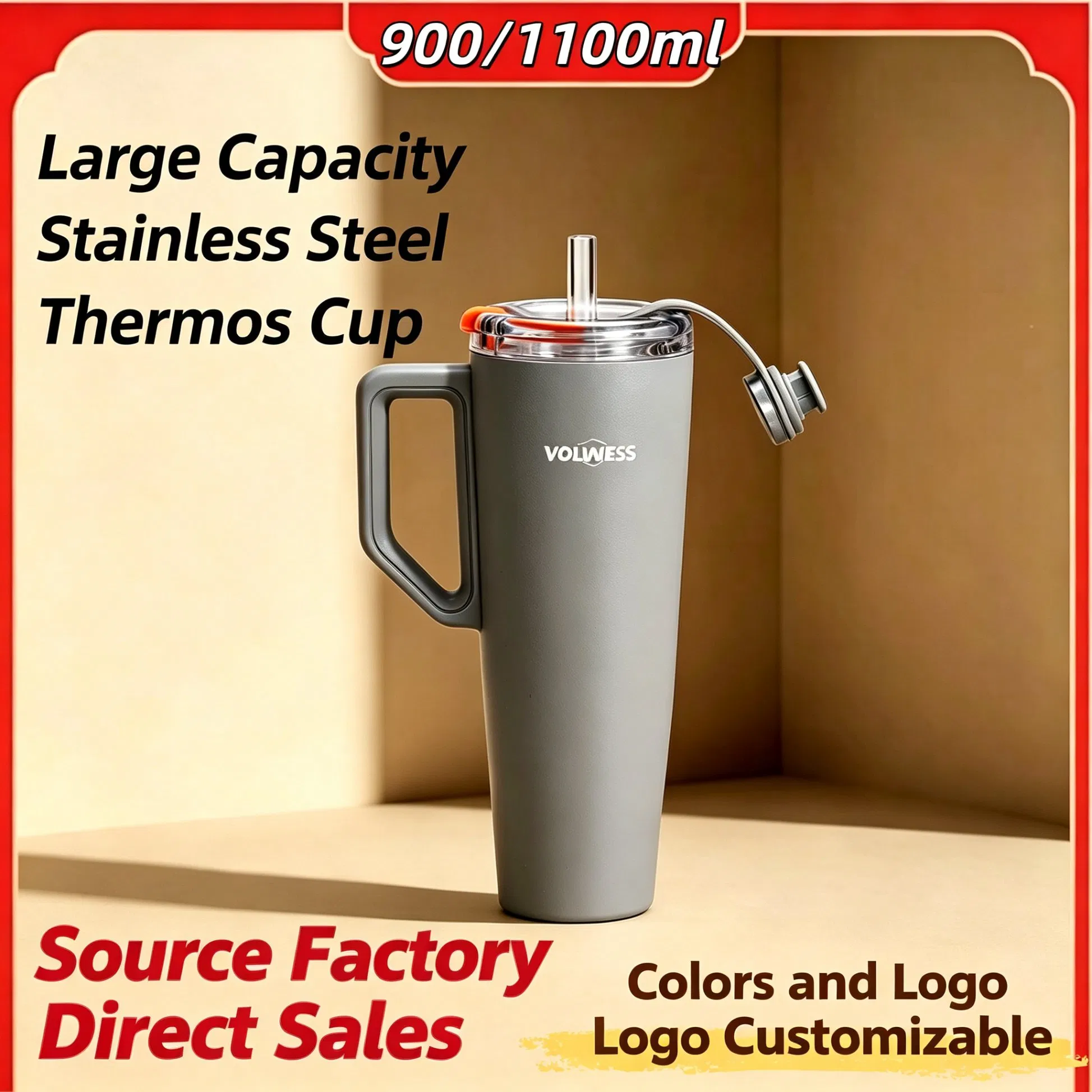 40oz 304 Food Grade Stainless Steel Thermal Tumbler Car Cup Holder Friendly Portable Water Bottle
