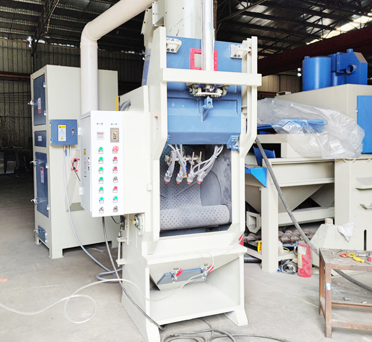 Aluminum Alloy Parts Burr Rough Edge Treatment Crawler Rubber Belt Automatic Sandblasting Machine