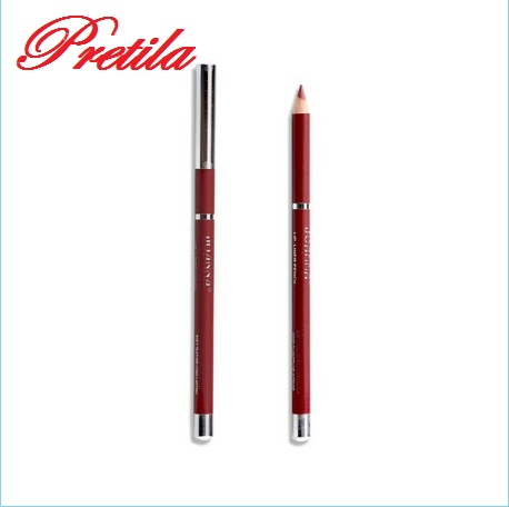 Wooden Cosmetic Pencil for Lipliner with Silver Metal Cap