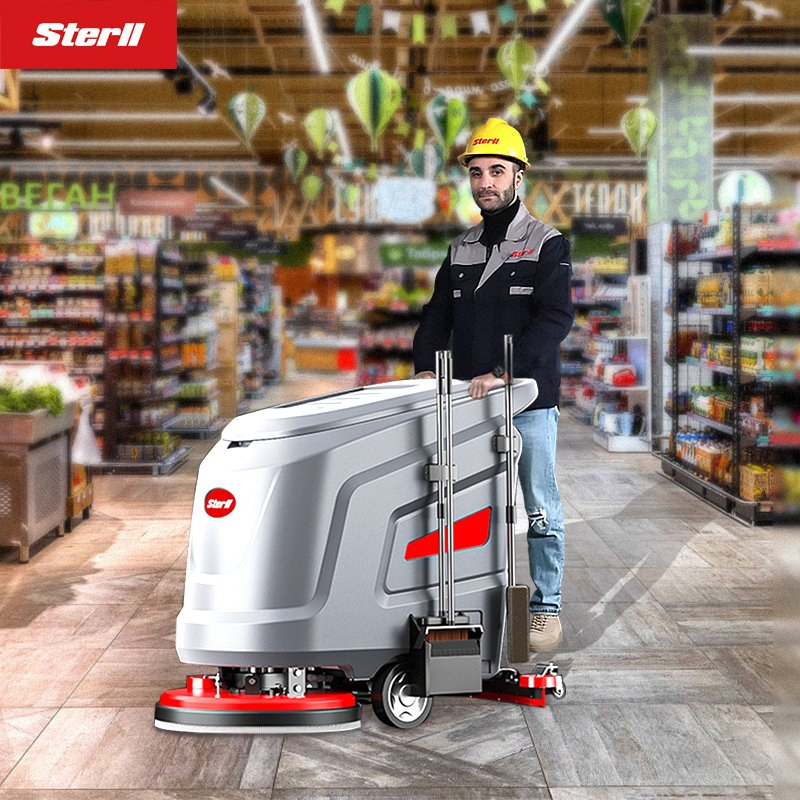 Electric Floor Scrubber with CE Certificate, Battery-Powered, 500W, 530mm Cleaning Width