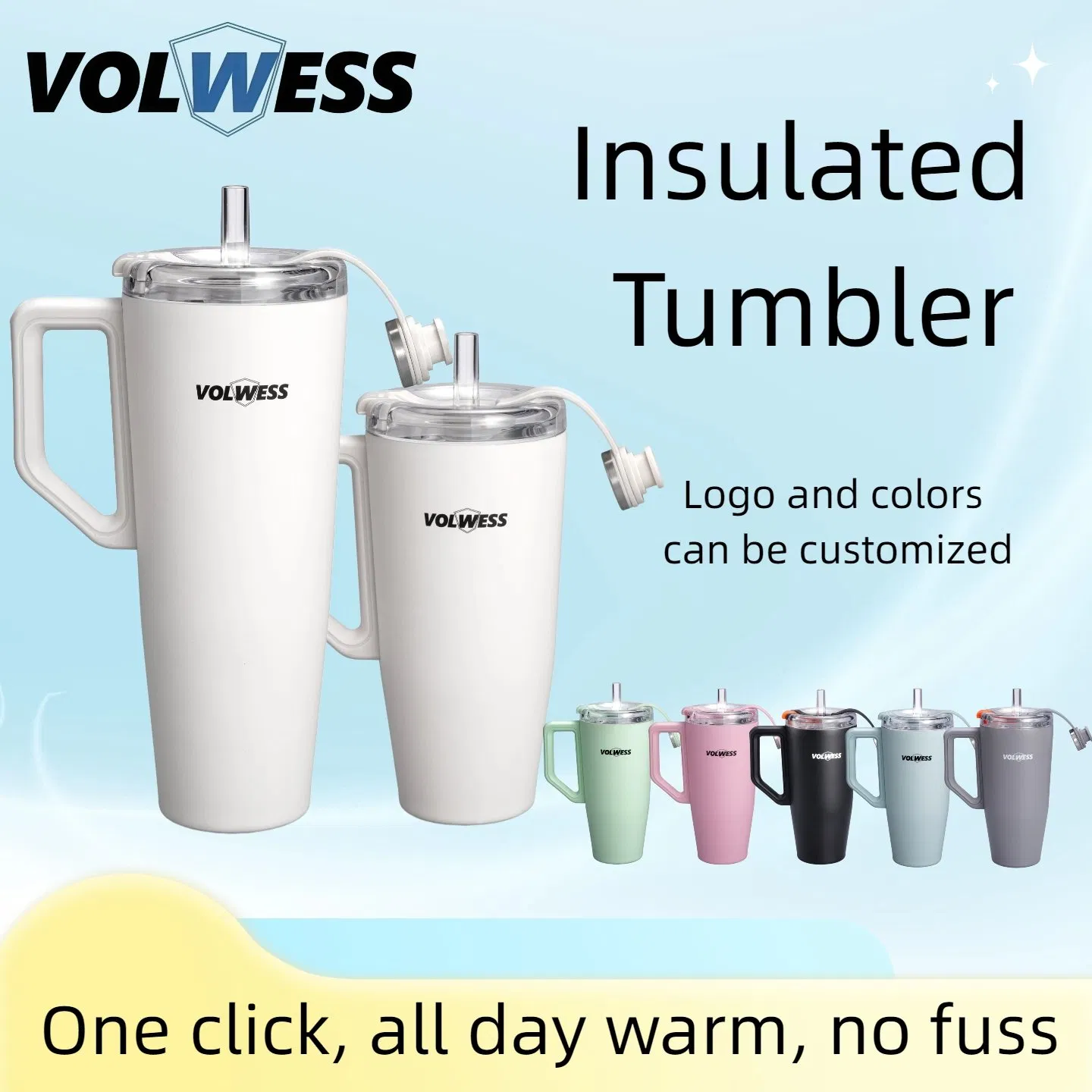 38oz Stainless Steel Large Capacity Customizable Daily Use Insulated Mug with Straw