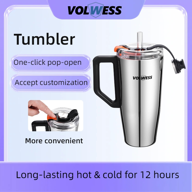 30oz Stainless Steel Mirror Finish Vacuum Insulated Customizable School Mug with Straw