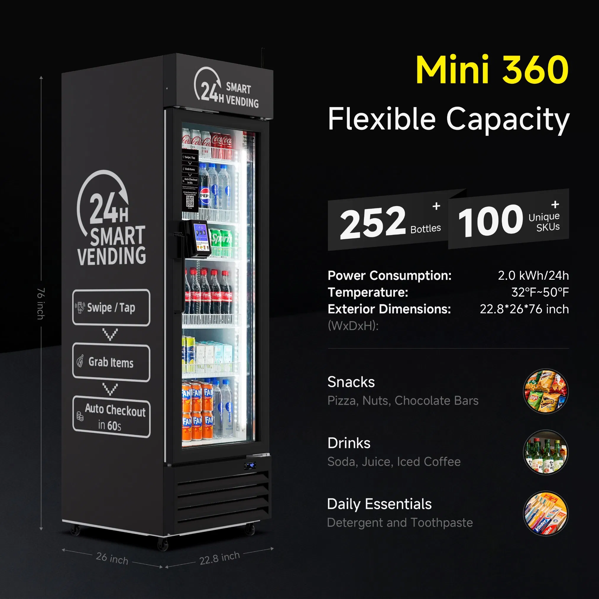 Haha Ai Smart Open-Front Commercial Vending Machine 360 Mini