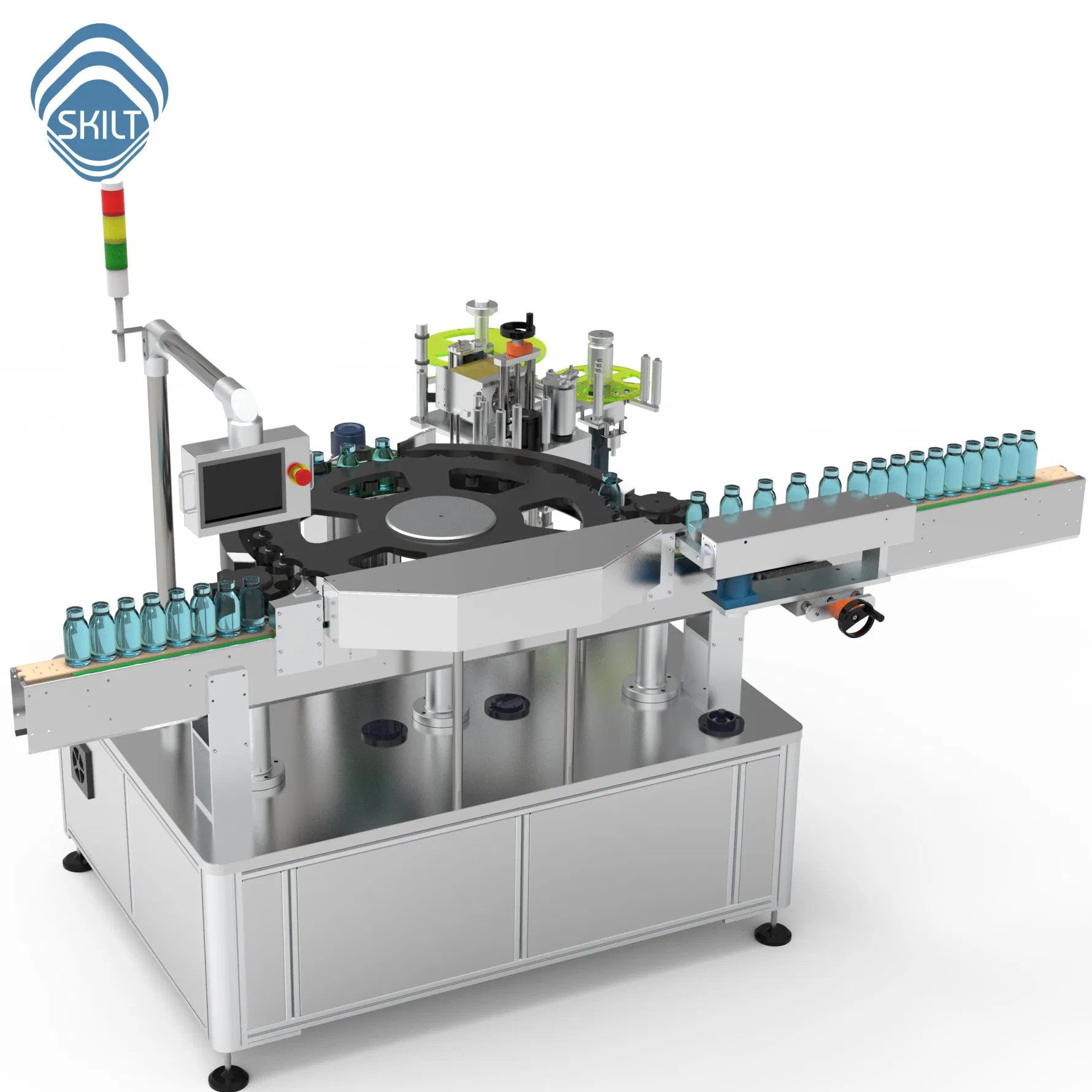 Skilt Automatic Sticker Rotary Way High Speed Vial Labeling Machine Round Bottle Cars Jars Wrap Around Labelling Labeller Label Applicator Manufacturer