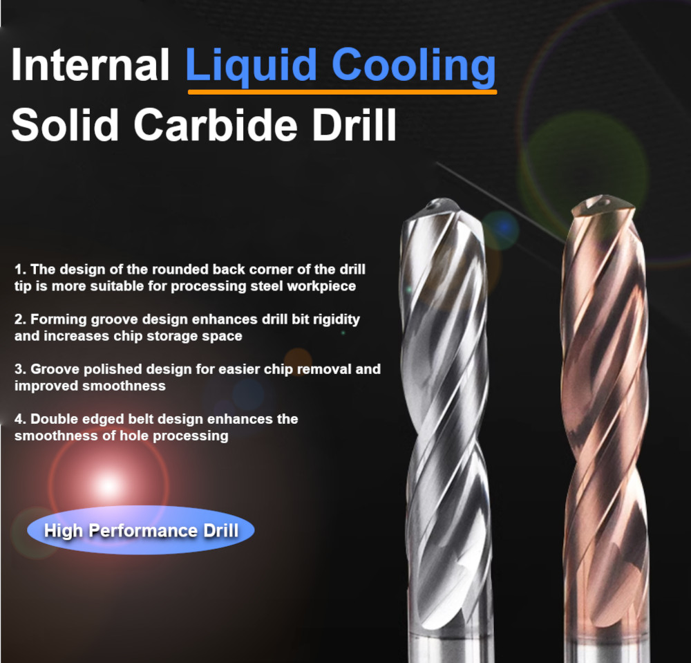 Baoke Solid Tungsten Carbide Coated High Speed Metal Stainless Steel 2 Flute Inner Coolant CNC Drilling Tool Twist Drill Bits with Cobalt Coating for Metal