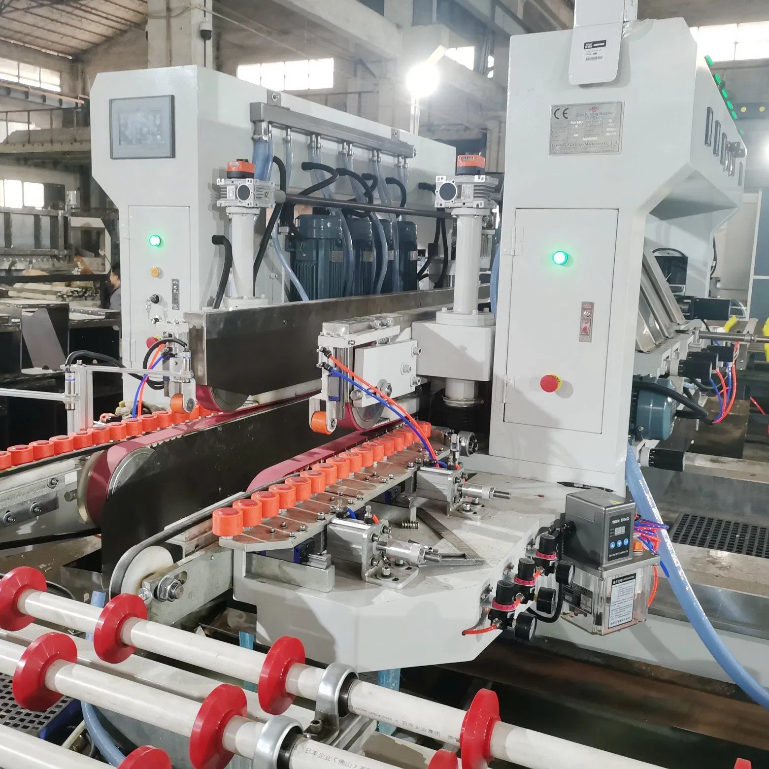 Automatic Glass Double Straight-Line Shape Edging Machine with FA, PE Wheels