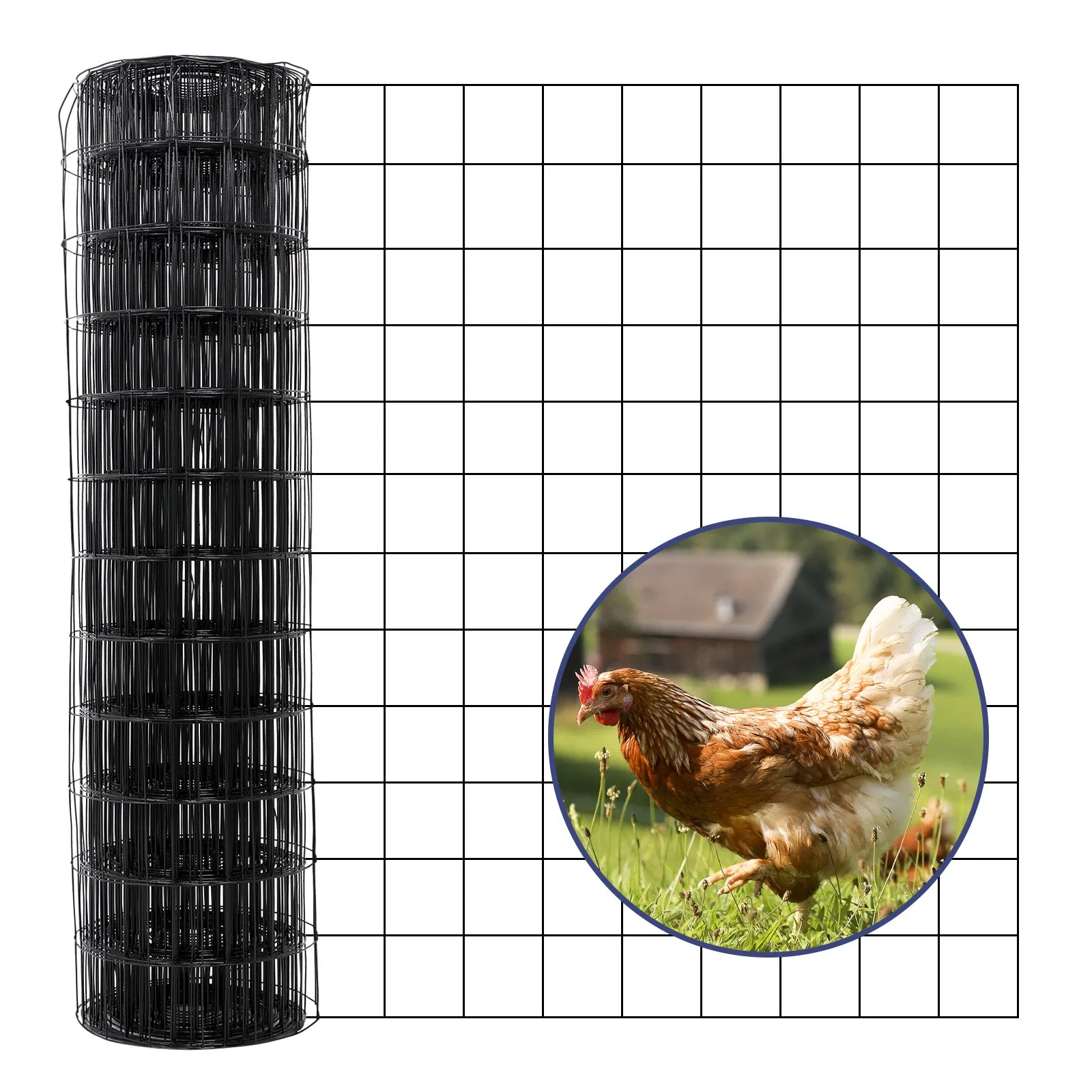 2in x 3in 16ga 36" x 50' Black PVC Coated Welded Wire Fence Metal Wire Mesh