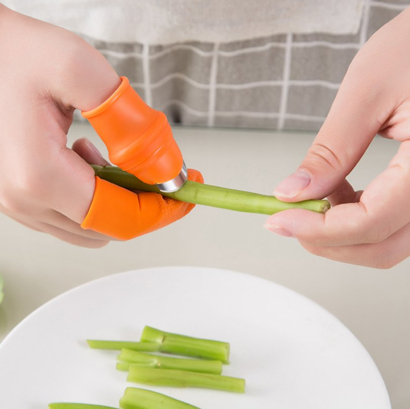 Coltello da pollice per la raccolta di frutta e verdura da giardinaggio con protezione in silicone per le dita, strumento di raccolta in acciaio inossidabile