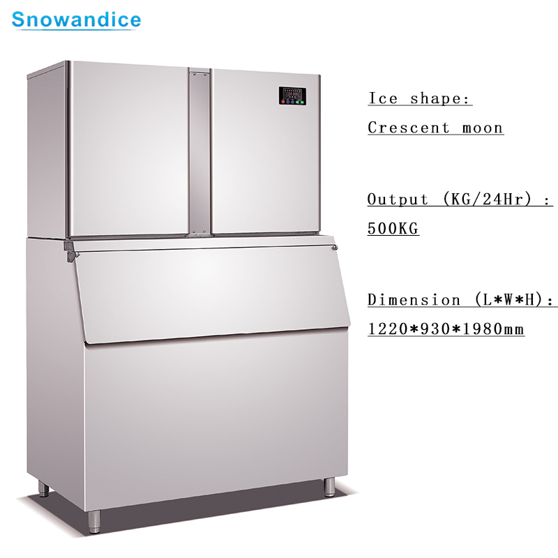 Commercial Moon Shape Ice Cube Maker 500kg Crescent Ice Pellet Maker Machine