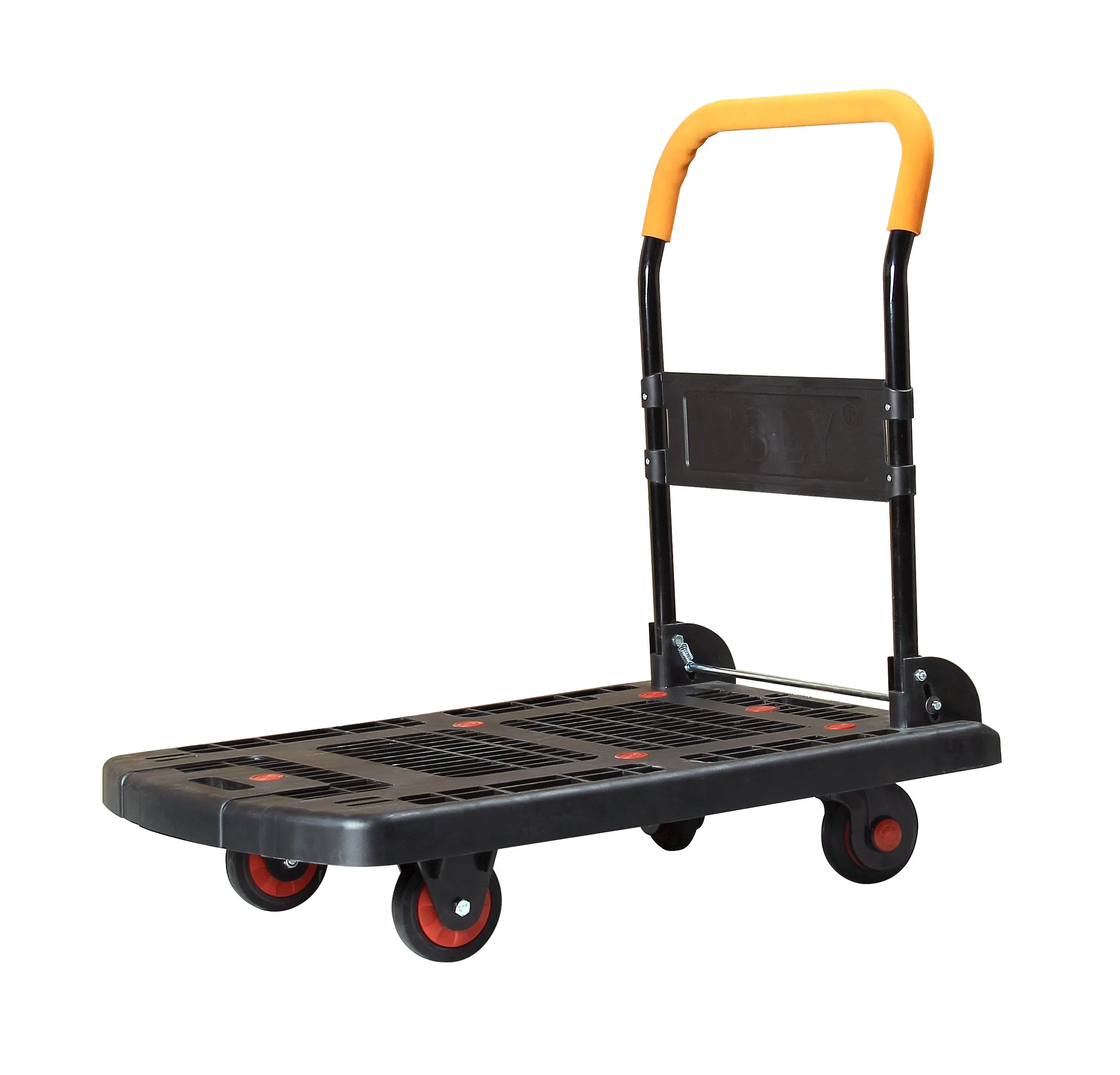 Carretilla de plataforma de malla resistente para uso industrial y transporte de carga