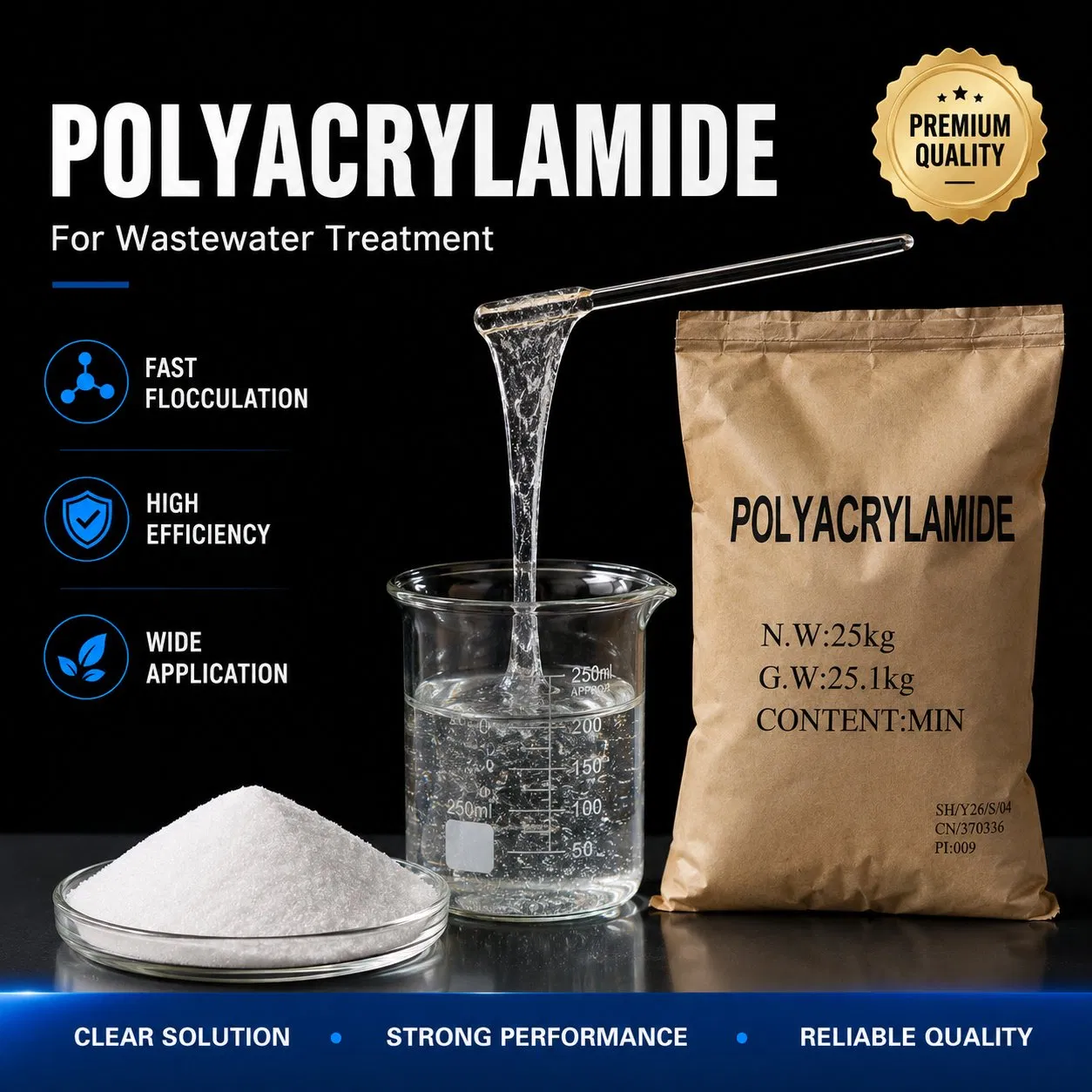 Cationic Polyacrylamide Flocculant Polyelectrolyte CPAM for ETP Wwtp