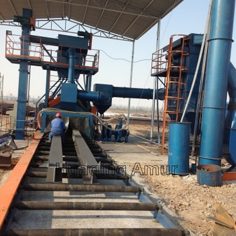 H Beam Steel Structure Roller Conveyor Shot Blasting Machine