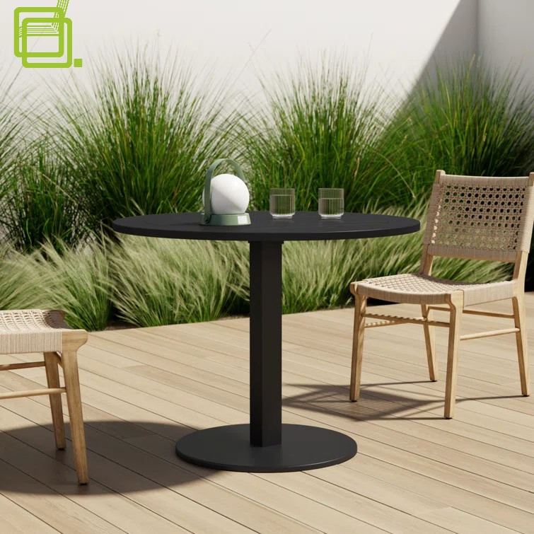 Modern Round Powder Coated All-Weather Garden Dining Table