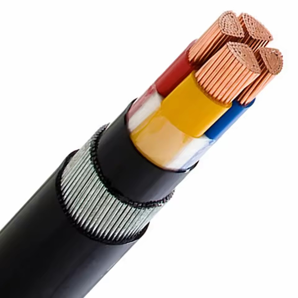 Cavo in filo isolato in PVC da 150 mm² a 4 conduttori industriali per centrale elettrica di costruzione in rame, acciaio, gomma XLPE, FEP, con armatura in filo