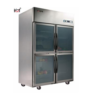 Frigorifero congelatore verticale a raffreddamento diretto QBC1.0L4G con ruote e 4 porte in vetro per ristorante