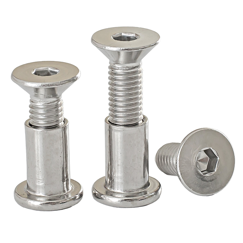 Stainless Steel Flat Head Male Screw and Female Nut Countersunk Head Binding Post Rivet Chicago Screw