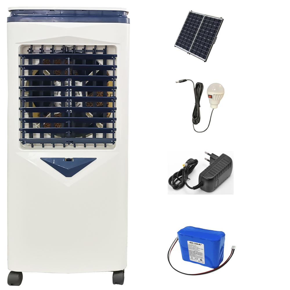 Enfriador de aire evaporativo portátil recargable con energía solar de 12 V CC, tamaño pequeño, para habitación, con nebulización