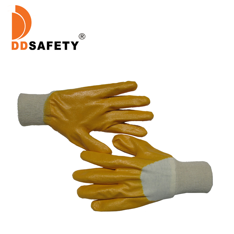 Gants de travail de jardinage bricolage en coton enduit de nitrile jaune CE 4121