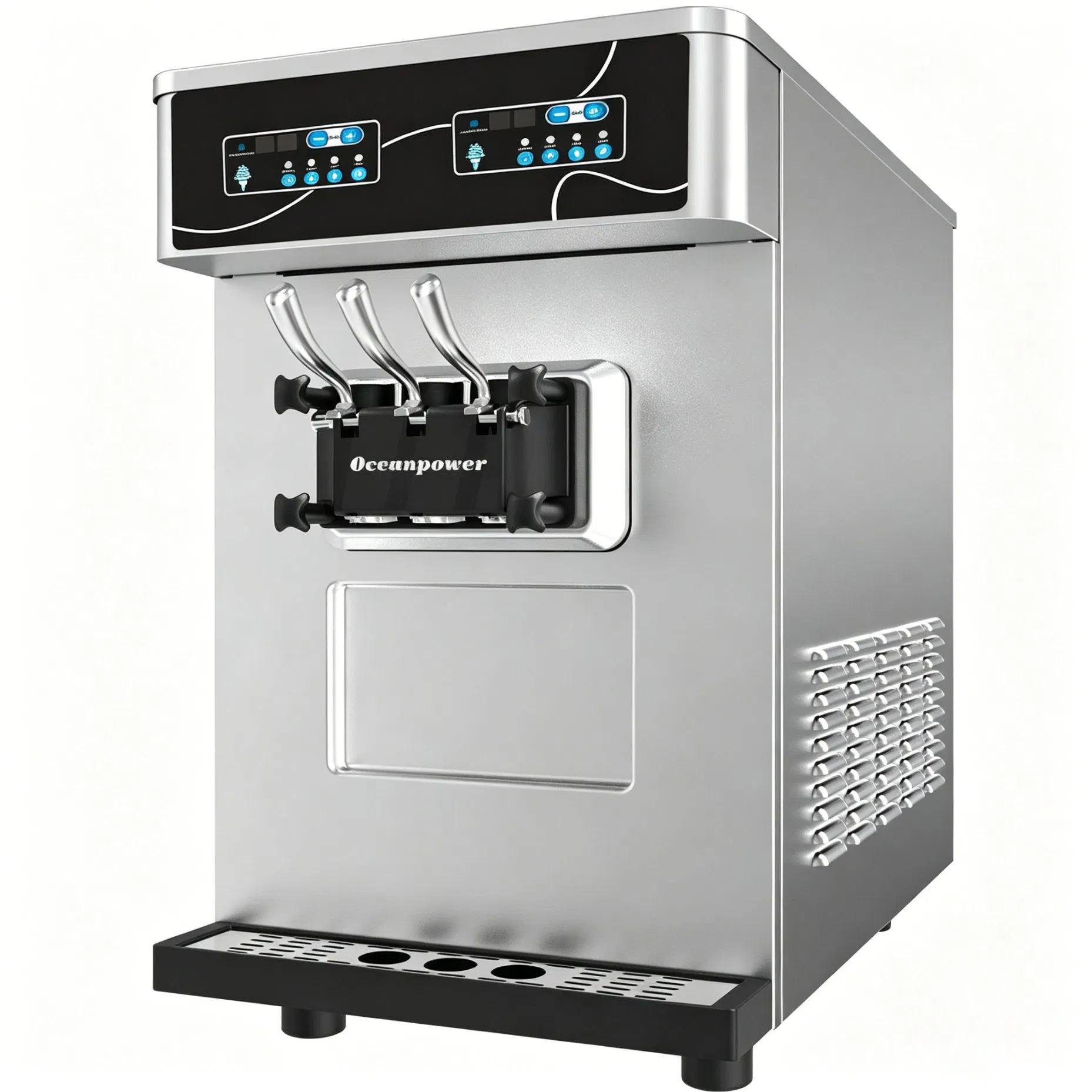 Automatic Commercial Frozen Ice Cream Maker Machine Dual Control 2*12L Mix Hopper Countertop Soft Serve for Restaurants