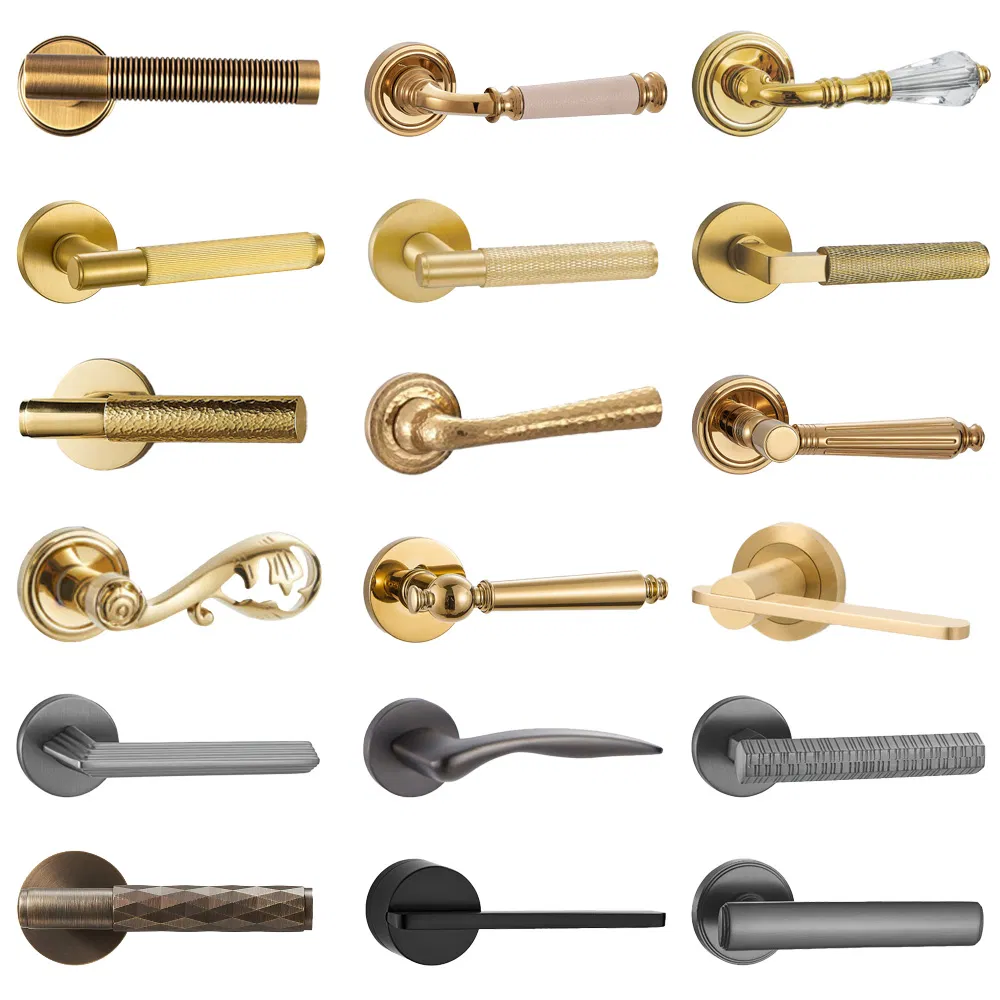 Custom Modern Interior Privacy Lever Door Lock and Handle Set Luxury Brass Door Handle for Bedroom & Bathroom
