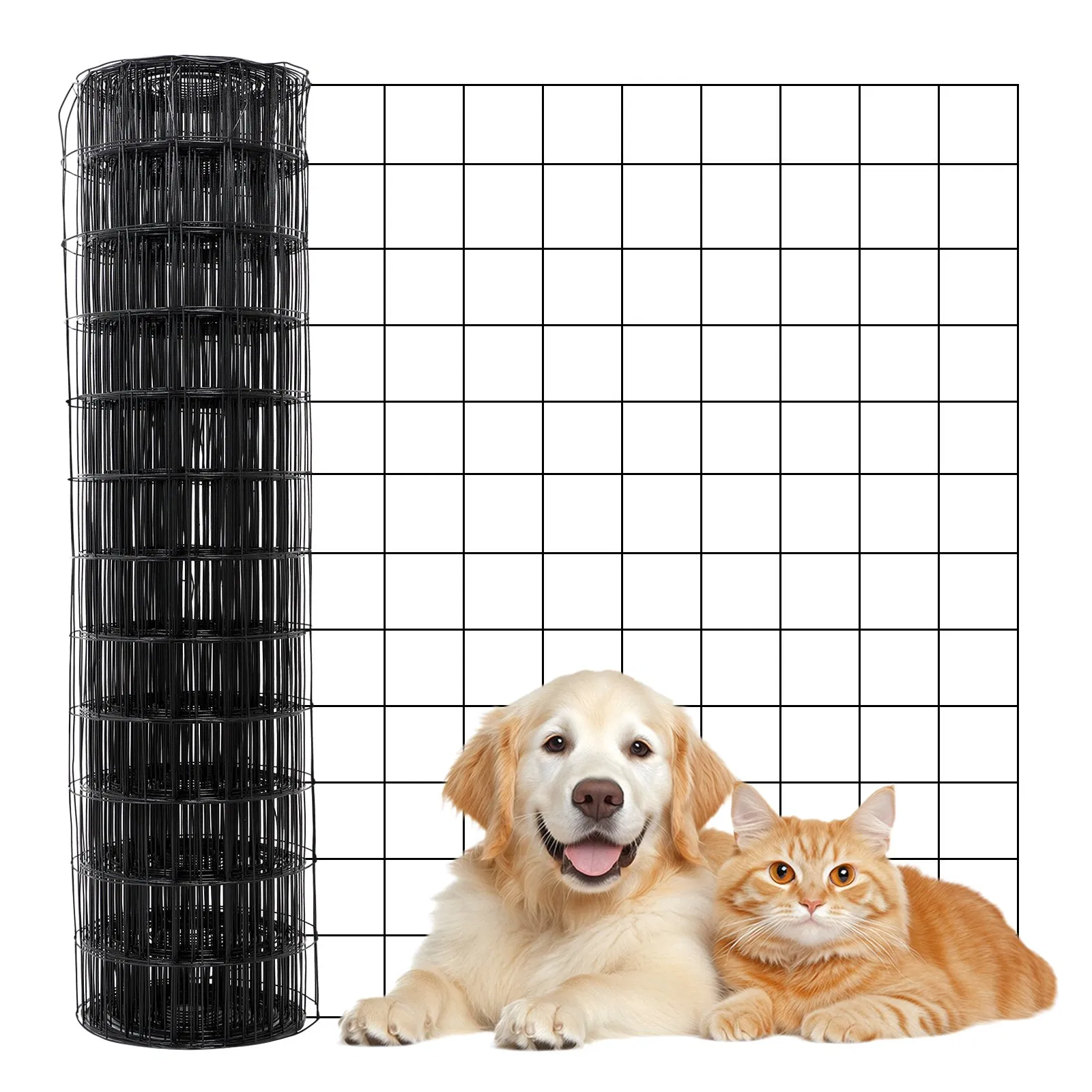Black PVC Coated Welded Wire Fence Dog Border Fencing Outdoor Animal Barrier