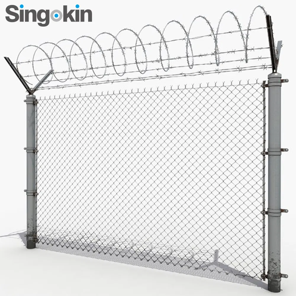 Galvanized Chain Link Fabric Cyclone Mesh Fence for Airport Security