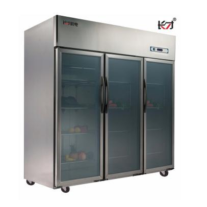 Réfrigérateur de présentation commercial à refroidissement direct QBC1.6L3G avec 3 portes en verre et roulettes
