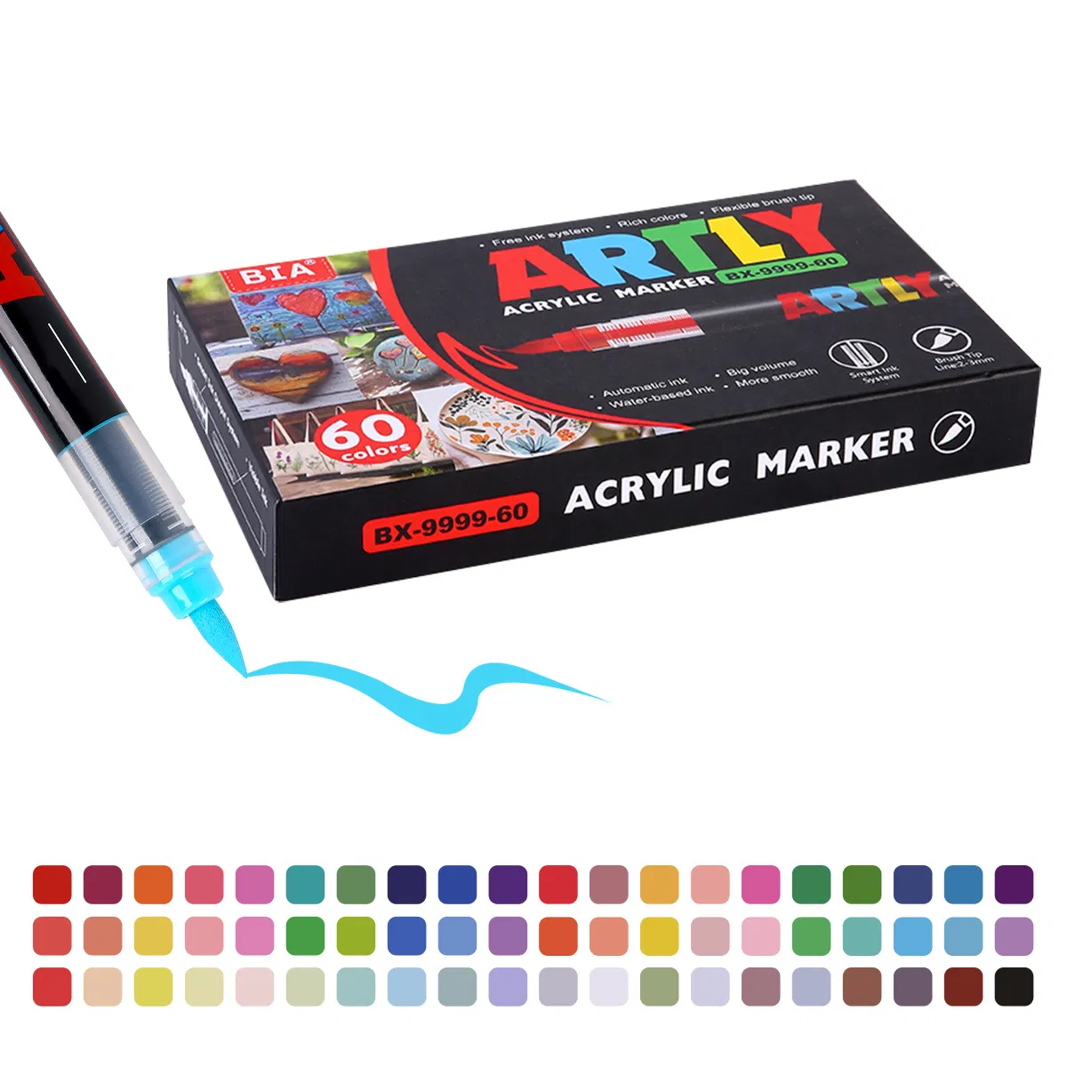 Premium Acrylic Marker Pen Set Refillable Soft-Tip Acrylic Markers
