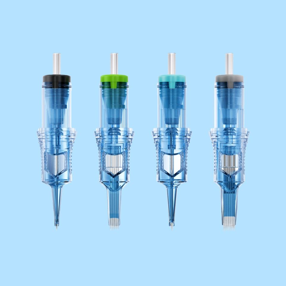 Cartucho de aguja con sistema de membrana azul para máquina de tatuar