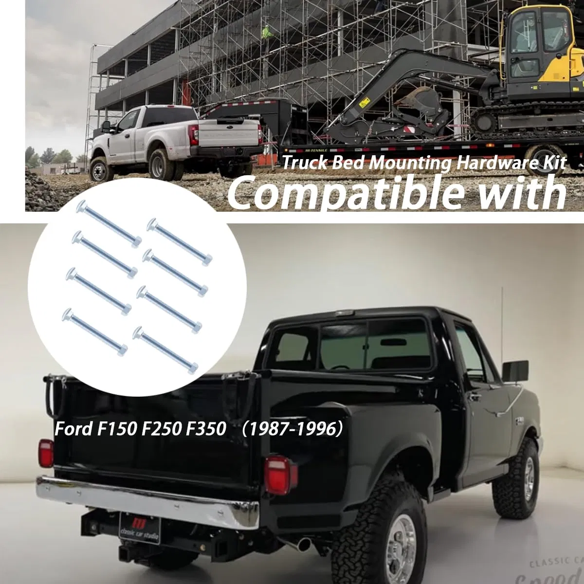Truck-Bett-zu-Rahmen-Bolzen/Mutter-Set Kompatibel mit Ford F150 F250 F350 (1987-1996) 8er-Set