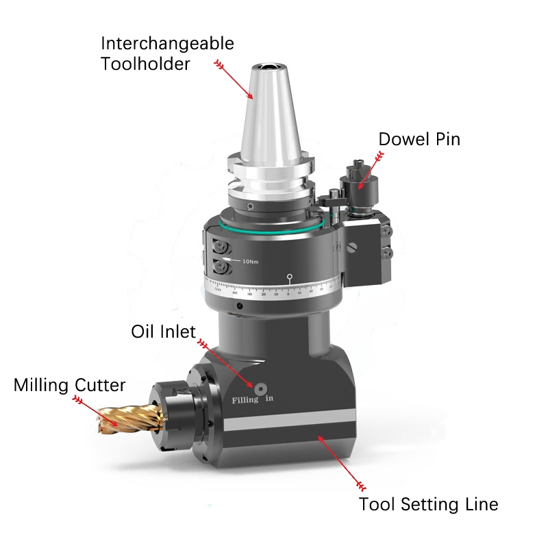 Tête d'angle CNC haute précision 90° BT40-ER32-76