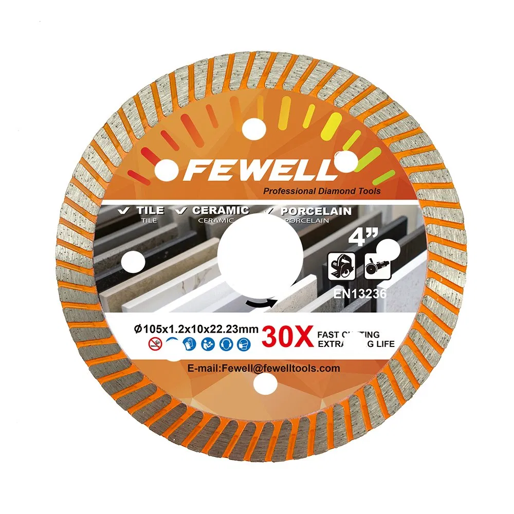 4inch 105*10*22.23mm 1.2 Thickness Super Thin Turbo Diamond Circular Saw Blade for Dry Cutting Ceramic Tile, Porcelain