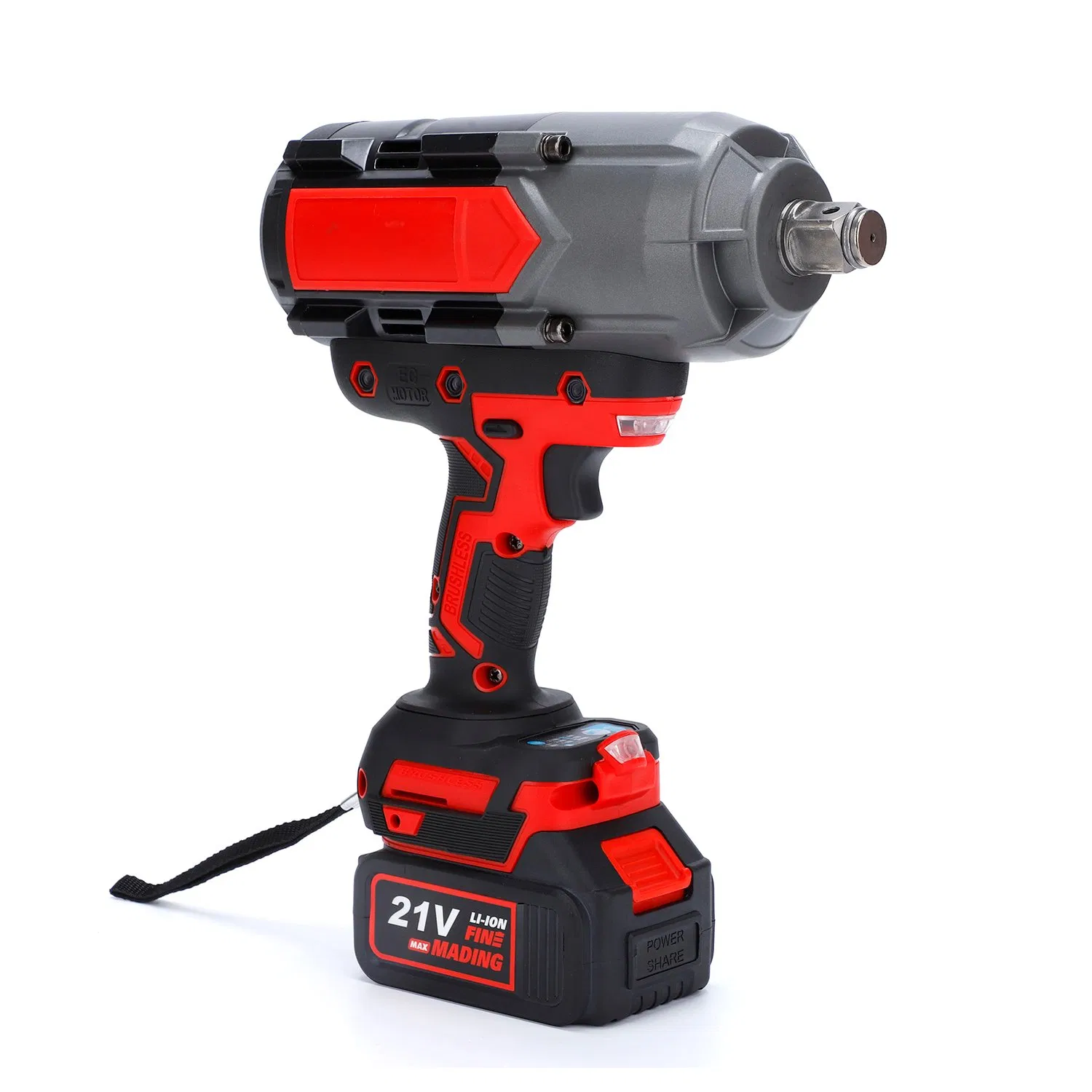 Brushless 2000nm Cordless Powerful Industrial Impact Electric Wrench 21V High Torque Lithium Tool with Battery Charger for Repairing