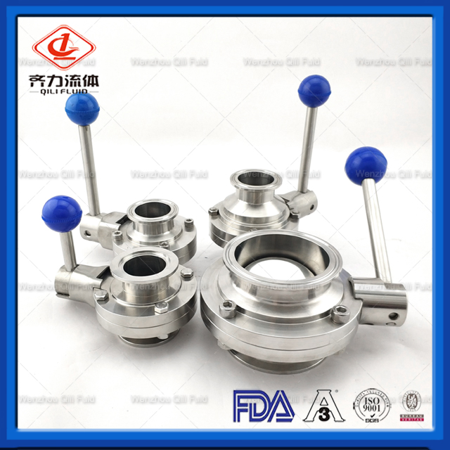 Stainless Steel 304 316L Sanitary Tri Clamped Manual Butterfly Valve
